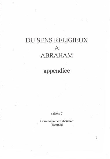 Du sens religieux a Abraham: Appendice