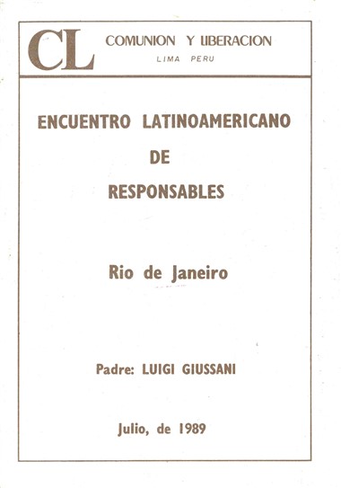 Encuentro latinoamericano de responsables: Rio de Janeiro: Julio, de 1989